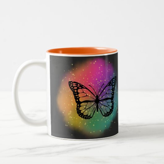 Waterverf Butterfly Tweekleurige Koffiemok (Links)