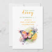 Waterverf Butterfly - Verjaardagsuitnodiging Kaart (Voorkant)