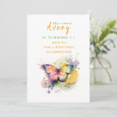 Waterverf Butterfly - Verjaardagsuitnodiging Kaart (Staand voorkant)