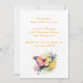 Waterverf Butterfly - Verjaardagsuitnodiging Kaart (Achterkant)