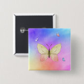 Waterverf Butterfly Vierkante Button 5,1 Cm (Voorkant /achterkant)