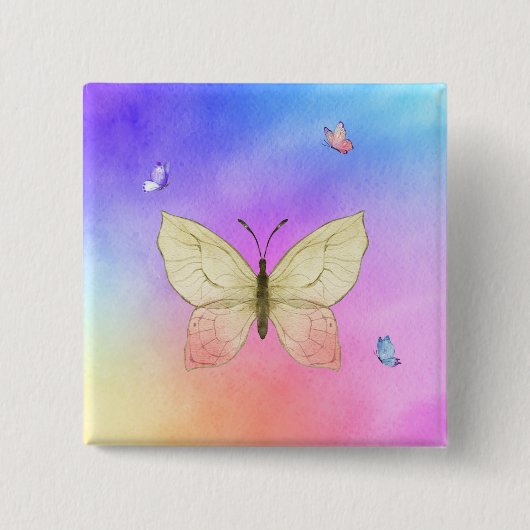 Waterverf Butterfly Vierkante Button 5,1 Cm (Voorkant)