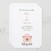 Waterverf Butterfly Wedding Uitnodiging (Voorkant / Achterkant)