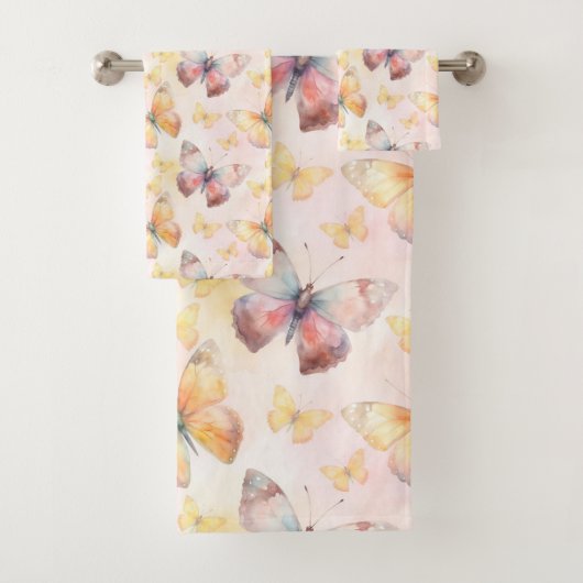 Waterverf Butterfly Whimsy Bad Handdoek (Insitu)