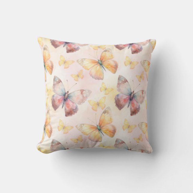 Waterverf Butterfly Whimsy Kussen (Voorkant)