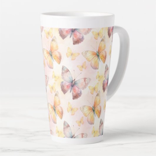 Waterverf Butterfly Whimsy Latte Mok (Rechterhoek)