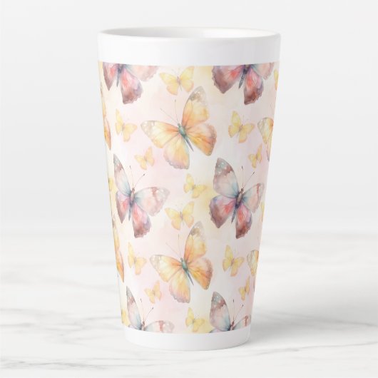 Waterverf Butterfly Whimsy Latte Mok (Voorkant)