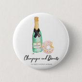 Waterverf Button Champagne en Donuts (Voorkant)