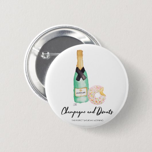 Waterverf Button Champagne en Donuts (Voorkant /achterkant)