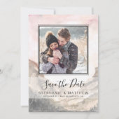 Waterverf Buurtfoto van Mountain Rustic Save The Date (Voorkant)