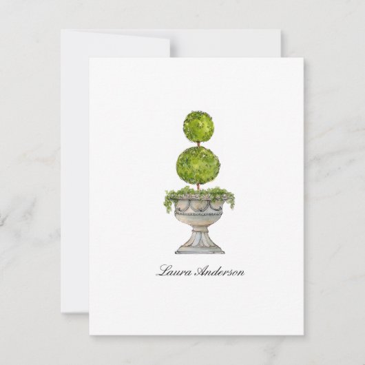 Waterverf Buxus topiary platte bedankkaart (Voorkant)