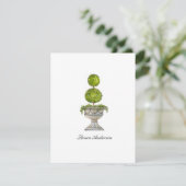 Waterverf Buxus topiary platte bedankkaart (Staand voorkant)