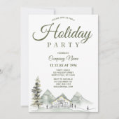 Waterverf Cabin Corporate Holiday Kerstparty Kaart (Voorkant)