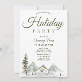 Waterverf Cabin Corporate Holiday Kerstparty Kaart