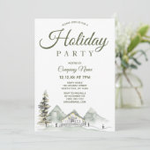 Waterverf Cabin Corporate Holiday Kerstparty Kaart (Staand voorkant)