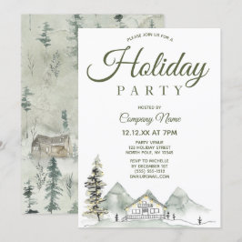 Waterverf Cabin Corporate Holiday Kerstparty Kaart