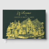 Waterverf Cabin In Het Groene Bos Goudfolie Gastenboek (Voorkant)