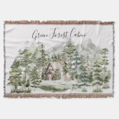 Waterverf Cabin in het groene dennenbos Deken (Voorkant)