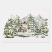 Waterverf Cabin in het groene dennenbos Inpakpapier Vel (Voorkant)