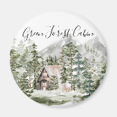 Waterverf Cabin in het groene dennenbos Magneet (Voorkant)