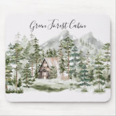 Waterverf Cabin in het groene dennenbos Muismat (Voorkant)