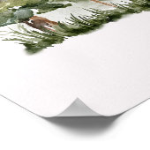 Waterverf Cabin in het groene dennenbos Poster (Hoek)