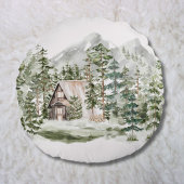Waterverf Cabin in het groene dennenbos Rond Kussen
