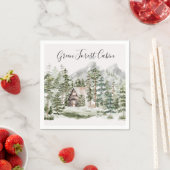 Waterverf Cabin in het groene dennenbos Servet (Insitu)