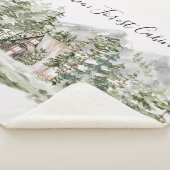 Waterverf Cabin in het groene dennenbos Sherpa Deken (3/4)