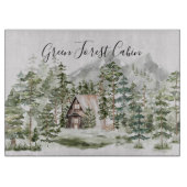 Waterverf Cabin in het groene dennenbos Snijplank (Voorkant)