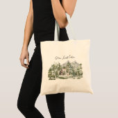Waterverf Cabin in het groene dennenbos Tote Bag (Voorkant (product))