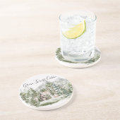 Waterverf Cabin in het groene dennenbos Zandsteen Onderzetter (Zijkant)