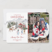 Waterverf Cabin | Kerstvakantie fotokaart Kaart (Voorkant)