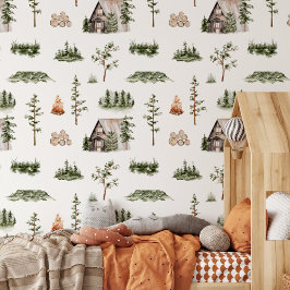 Waterverf Cabine Bos Naadloos Patroon Behang