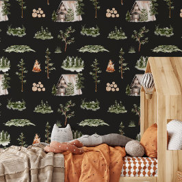 Waterverf Cabine Bos Naadloos Patroon Behang