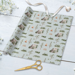 Waterverf Cabine Bos Naadloos Patroon Cadeaupapier