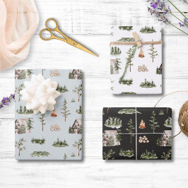 Waterverf Cabine Bos Naadloos Patroon Inpakpapier Vel