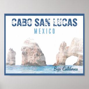 Waterverf Cabo San Lucas Mexico Arch Vintage Poster