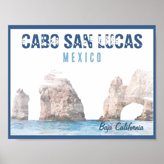 Waterverf Cabo San Lucas Mexico Arch Vintage Poster (Voorkant)