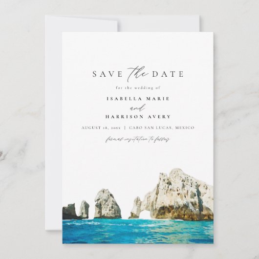Waterverf Cabo San Lucas Mexico Save the Date Kaart (Voorkant)