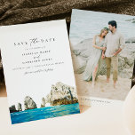 Waterverf Cabo San Lucas Mexico Save the Date Kaart<br><div class="desc">Deze save the date beschikt over een waterverf schildering van het strand en de oceaan van Cabo San Lucas Mexico met een elegante minimalistische lay-out. Deze save de datum is perfect voor uw tropische bestemming bruiloft. Bewerk eenvoudig *de meeste* woorden om aan uw behoeften te voldoen en voeg uw eigen...</div>