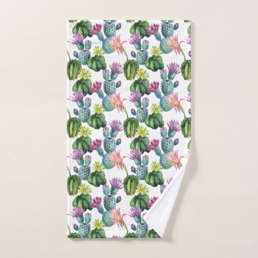 Waterverf Cacti Art Pattern Bad Handdoek (Handdoek)