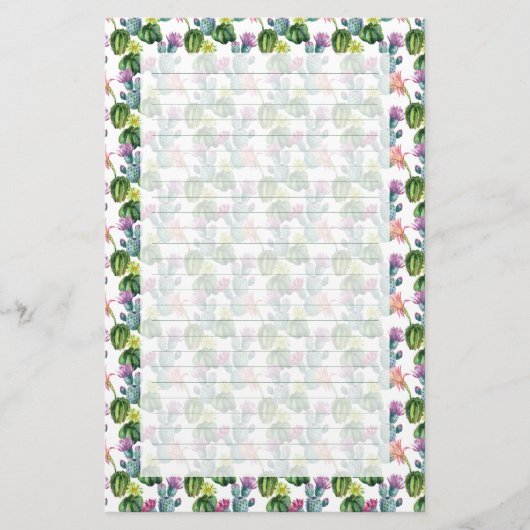 Waterverf Cacti Art Pattern Briefpapier (Voorkant)