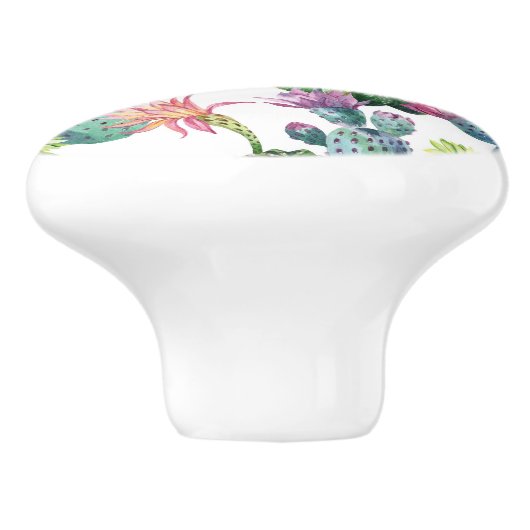 Waterverf Cacti Art Pattern Keramische Knop (Zijkant)