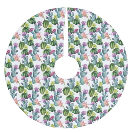 Waterverf Cacti Art Pattern Kerstboom Rok (Voorkant)