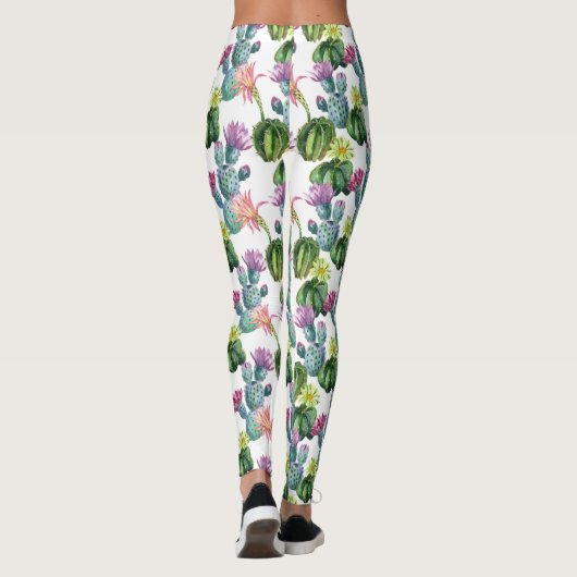 Waterverf Cacti Art Pattern Leggings (Achterkant)