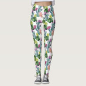 Waterverf Cacti Art Pattern Leggings (Voorkant)