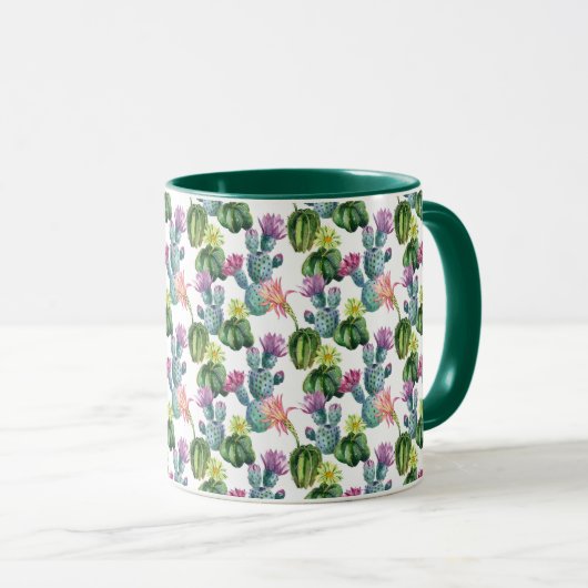 Waterverf Cacti Art Pattern Mok (Voorkant rechts)