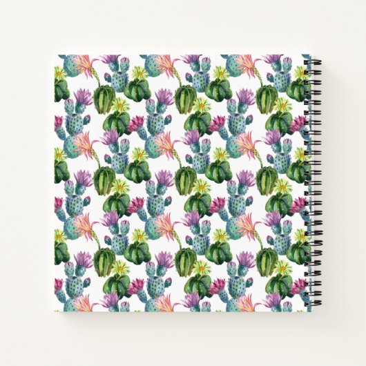 Waterverf Cacti Art Pattern Notitieboek (Achterkant)