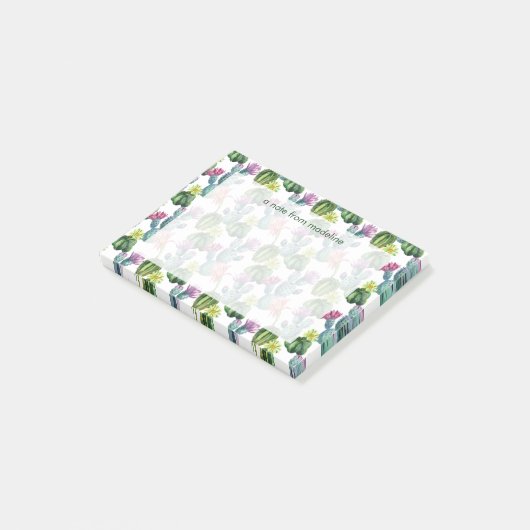 Waterverf Cacti Art Pattern Post-it® Notes (Schuin)